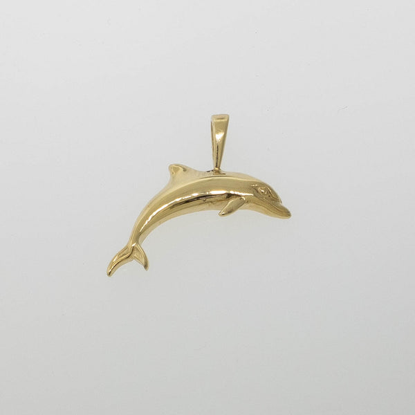 Pre-Owned 14K Yellow Gold Dolphin Pendant, 0.8 DWT, 21x21mm