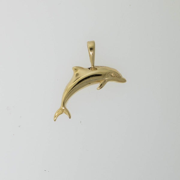 Pre-Owned 14K Yellow Gold Dolphin Pendant, 0.8 DWT, 21x21mm