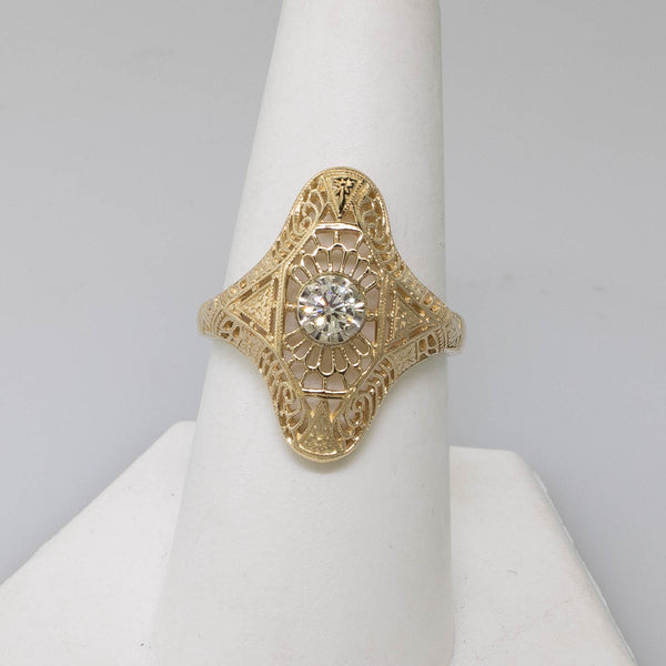 Pre-Owned 14K Two-Tone Antique Reproduction Ring .15CT Diamond Size 7.75