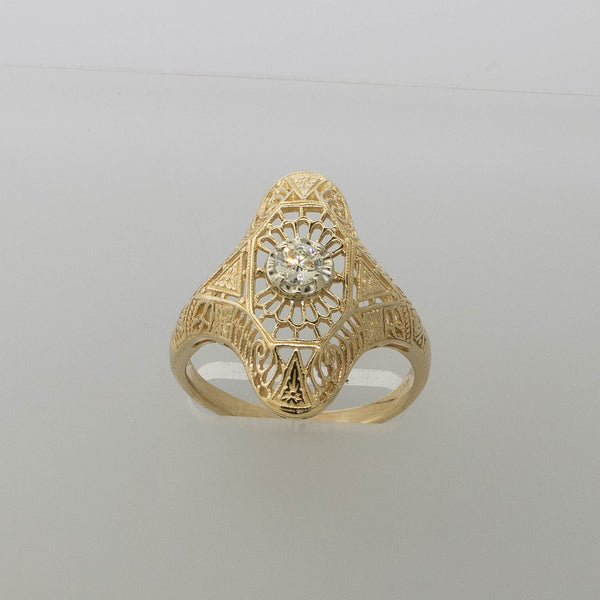 Pre-Owned 14K Two-Tone Antique Reproduction Ring .15CT Diamond Size 7.75