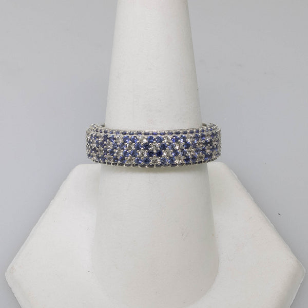 Pre-Owned Suzy Levian Simulated Blue Stone Eternity Band Ring Sterling 8.5