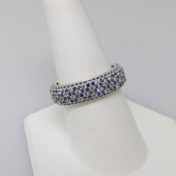 Pre-Owned Suzy Levian Simulated Blue Stone Eternity Band Ring Sterling 8.5