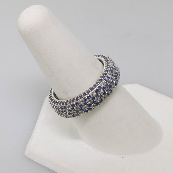 Pre-Owned Suzy Levian Simulated Blue Stone Eternity Band Ring Sterling 8.5