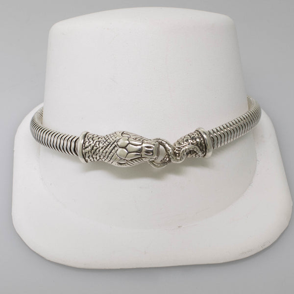 Sterling Silver 7.5" Snake Bracelet w/ Snake Head & Tail Clasp 5.5mm 13.6 DWT