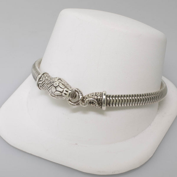 Sterling Silver 7.5" Snake Bracelet w/ Snake Head & Tail Clasp 5.5mm 13.6 DWT