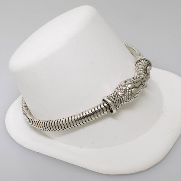 Sterling Silver 7.5" Snake Bracelet w/ Snake Head & Tail Clasp 5.5mm 13.6 DWT