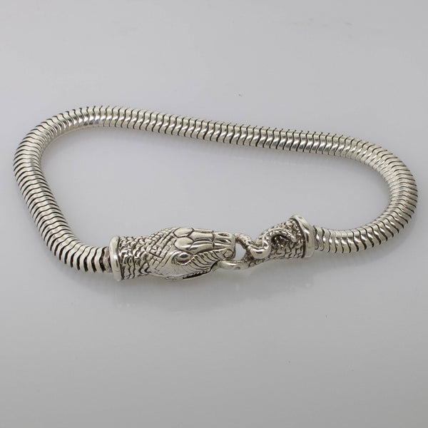 Sterling Silver 7.5" Snake Bracelet w/ Snake Head & Tail Clasp 5.5mm 13.6 DWT