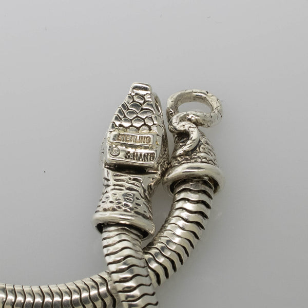 Sterling Silver 7.5" Snake Bracelet w/ Snake Head & Tail Clasp 5.5mm 13.6 DWT