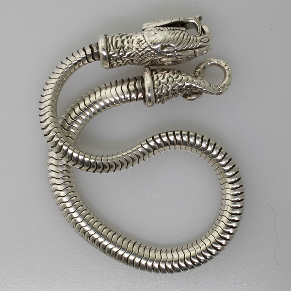 Sterling Silver 7.5" Snake Bracelet w/ Snake Head & Tail Clasp 5.5mm 13.6 DWT