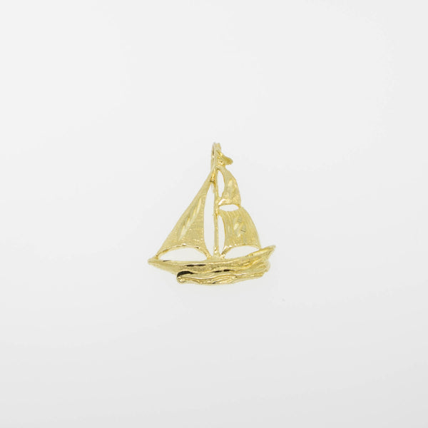 14K Yellow Gold Diamond-Cut Sailboat with Hidden Bail from our Estate Collection