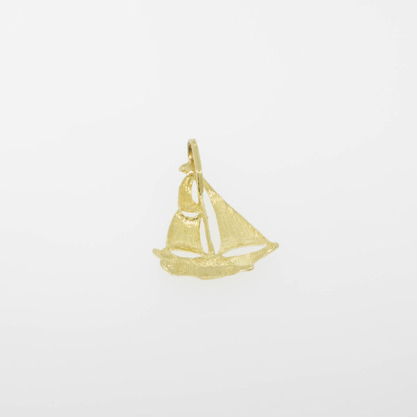 14K Yellow Gold Diamond-Cut Sailboat with Hidden Bail from our Estate Collection