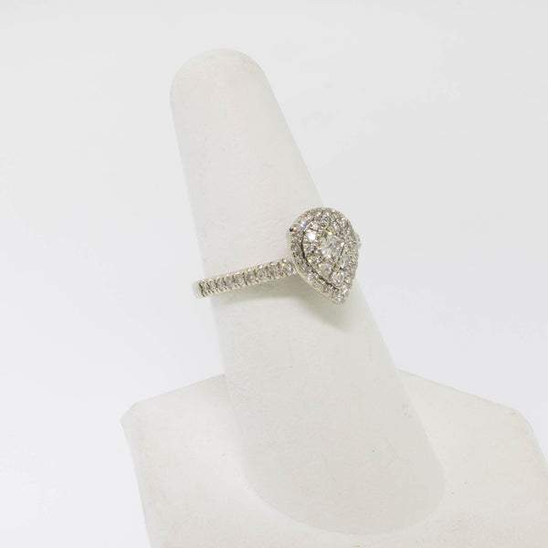 14K White Gold Pear Shaped Diamond Cluster Ring Size 6.75 Preowned Jewelry