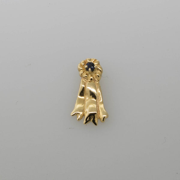 Pre-Owned 14K Yellow Gold Ribbon Pendant – 2.6mm Sapphire – 1.1 DWT Hidden Bail