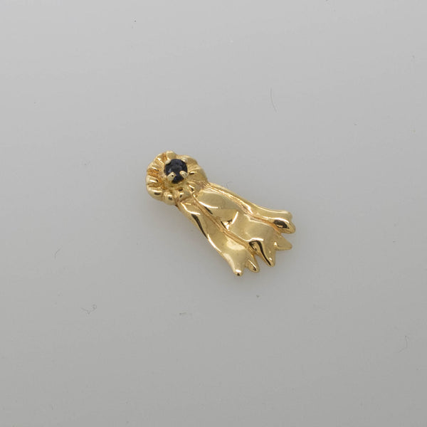 Pre-Owned 14K Yellow Gold Ribbon Pendant – 2.6mm Sapphire – 1.1 DWT Hidden Bail