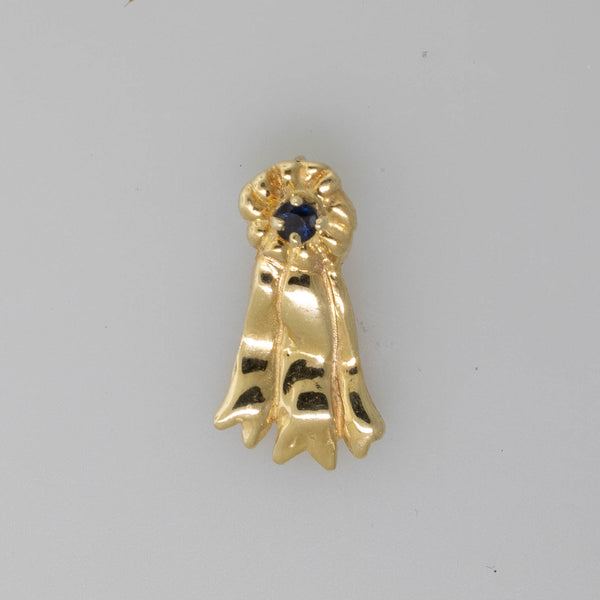 Pre-Owned 14K Yellow Gold Ribbon Pendant – 2.6mm Sapphire – 1.1 DWT Hidden Bail