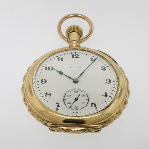 14K Yellow Gold Elgin 17 Jewel Open Face Pocket Watch Circa 1916 (Estate)