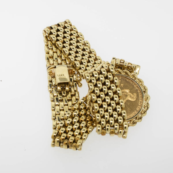 14K Yellow Gold 7.25" Bracelet feat. 1915 $2-1/2 Dollar Gold Piece (Estate)