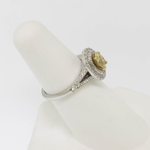 14/18K Natural Yellow + White Diamond Ring .63ct Center GIA Size 6.5 (Estate)
