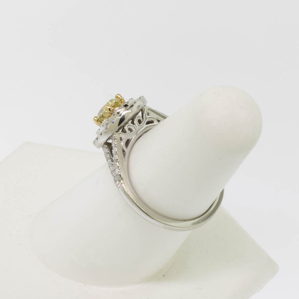 14/18K Natural Yellow + White Diamond Ring .63ct Center GIA Size 6.5 (Estate)