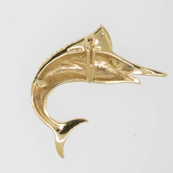 14k Yellow Gold Kabana Blue Marlin Pin GPN028 (Estate Jewelry)
