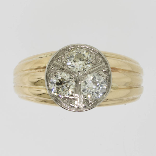 14K Yellow/White Gold Old Mine Cut Diamond Ring 1CTW Size 10.5 Preowned Jewelry