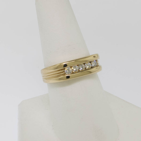 14K Yellow Gold 5 Diamond Ring .35ctw Size 8 Preowned Jewelry