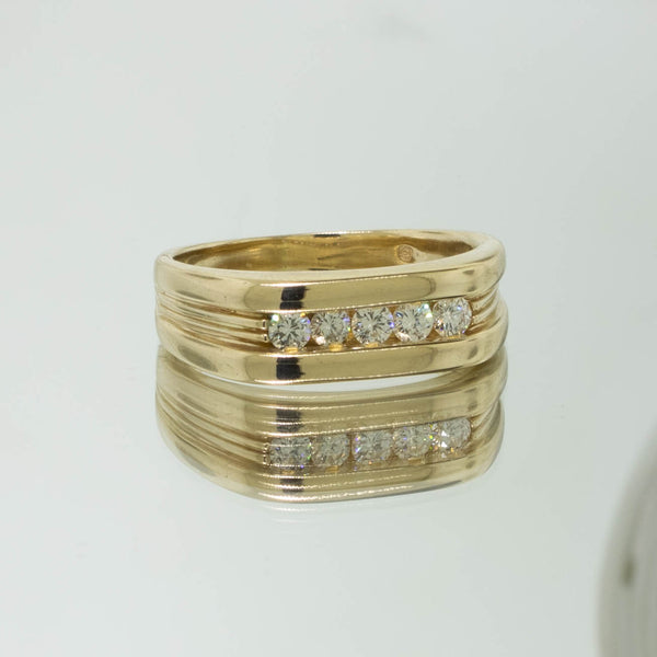 14K Yellow Gold 5 Diamond Ring .35ctw Size 8 Preowned Jewelry