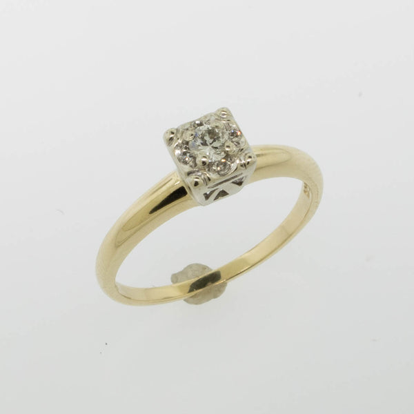 14K Yellow/White Gold Diamond Ring Glow Top .17CTW Size 7 Preowned Jewelry