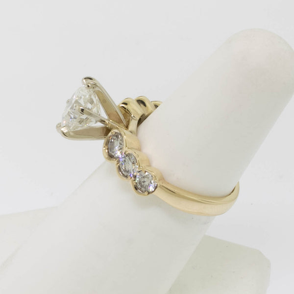 14K Yellow and White Gold 3.44CTTW (2.44CT Center) Diamond Ring Preowned Jewelry