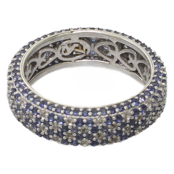 Pre-Owned Suzy Levian Simulated Blue Stone Eternity Band Ring Sterling 8.5