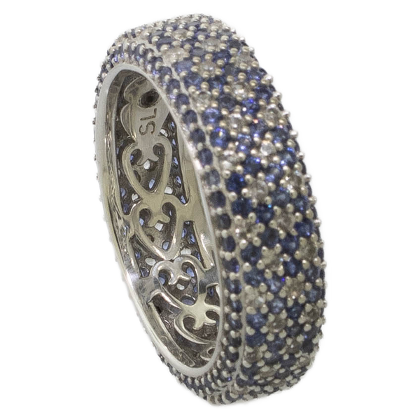 Pre-Owned Suzy Levian Simulated Blue Stone Eternity Band Ring Sterling 8.5