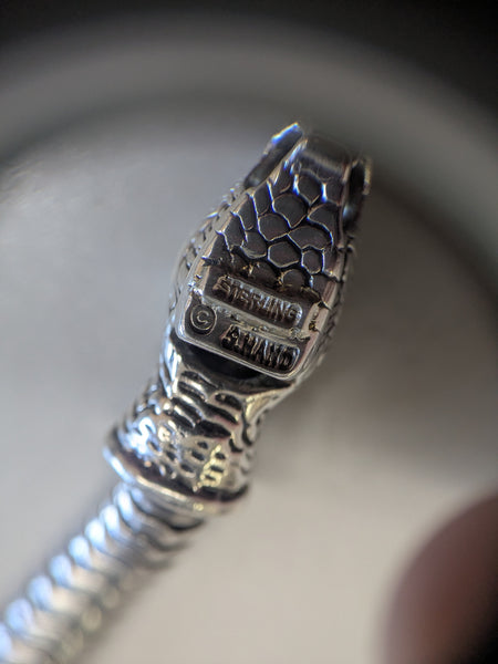 Sterling Silver 7.5" Snake Bracelet w/ Snake Head & Tail Clasp 5.5mm 13.6 DWT