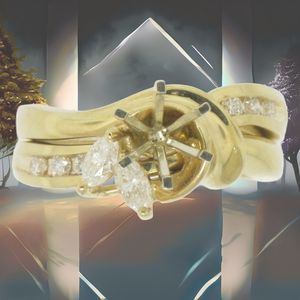 14K Yellow Gold Diamond Wedding Set Semi-Mounting (Brand New Sale)