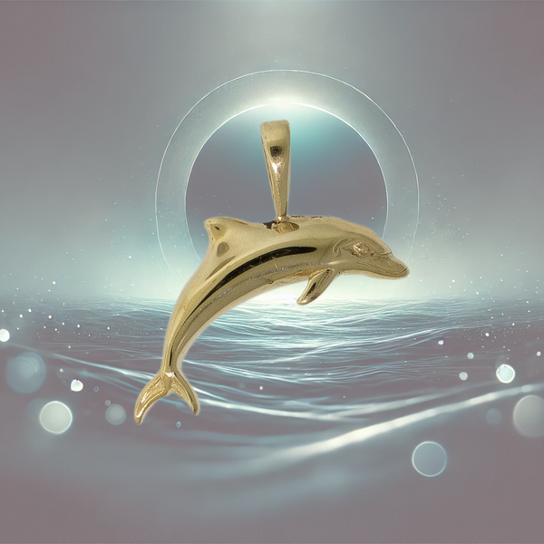 Pre-Owned 14K Yellow Gold Dolphin Pendant, 0.8 DWT, 21x21mm