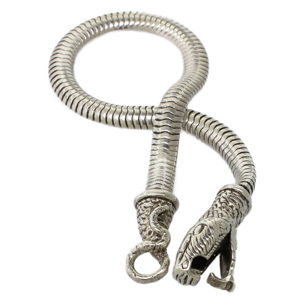 Sterling Silver 7.5" Snake Bracelet w/ Snake Head & Tail Clasp 5.5mm 13.6 DWT