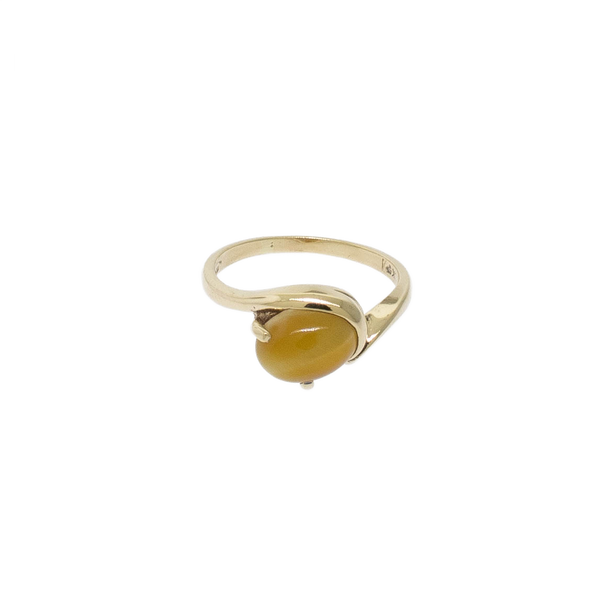 Pre-Owned 10K Yellow Gold Honey Tiger's Eye Ring 7x9mm Cabochon, Size 6, 1.5 DWT