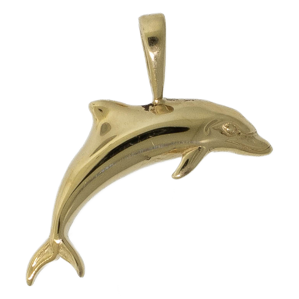 Pre-Owned 14K Yellow Gold Dolphin Pendant, 0.8 DWT, 21x21mm