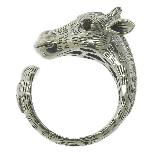 JAI Sterling Silver 14K Gold Giraffe Head Ring Size 8.5, Pre-Owned