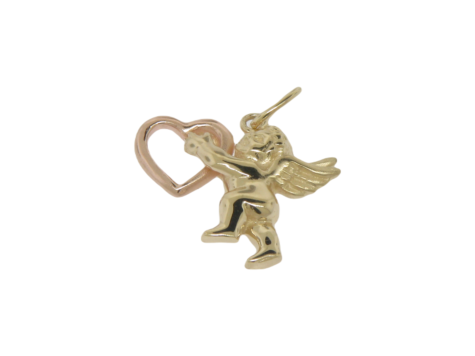 14K Yellow and Rose Gold Cupid With Heart Pendant (Estate Jewelry)