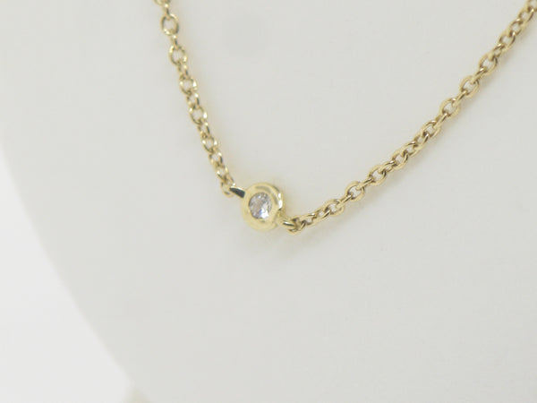 14K Yellow Gold Diamond 18" Necklace (3) Diamonds with Enamel Ribbons (New)