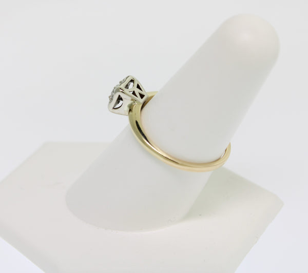 14K Yellow Gold Shank and White Gold Head 5 Diamond Glo-Top Ring 8-1/8 (Estate)