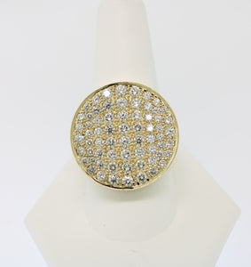 14K Yellow Gold Men's Pave Diamond Ring (66) - 3.41 CTW (G-SI1) Size 10.5 Estate