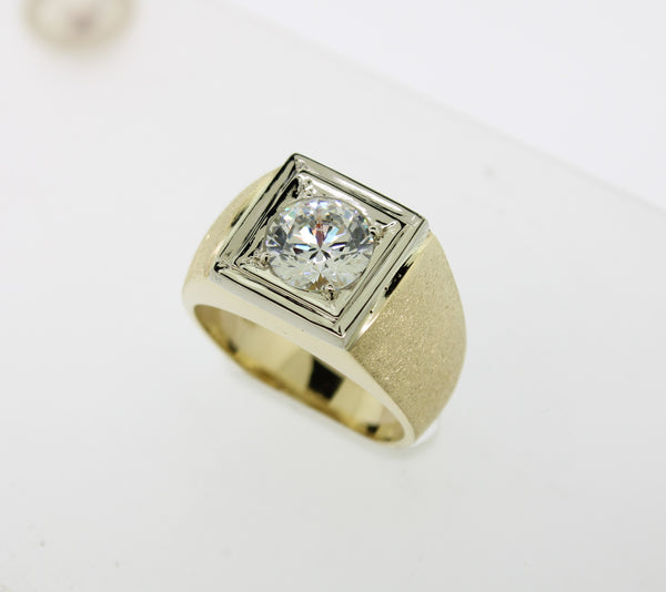 14K Yellow Gold Solitaire Imitation Diamond Ring Finger Size 9.25 Preowned
