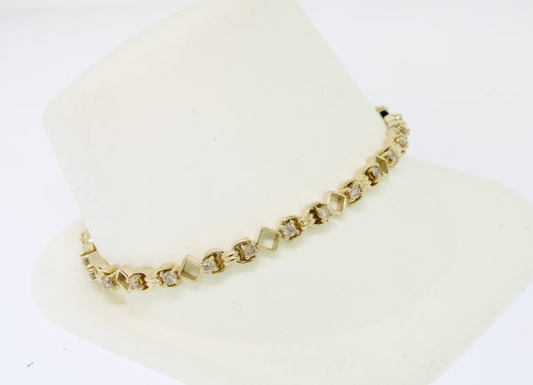 14K Yellow Gold 7.25" Diamond Tennis-Style Bracelet 1CTW TLB (Estate Jewelry)