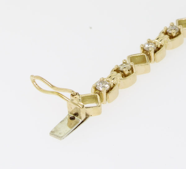 14K Yellow Gold 7.25" Diamond Tennis-Style Bracelet 1CTW TLB (Estate Jewelry)
