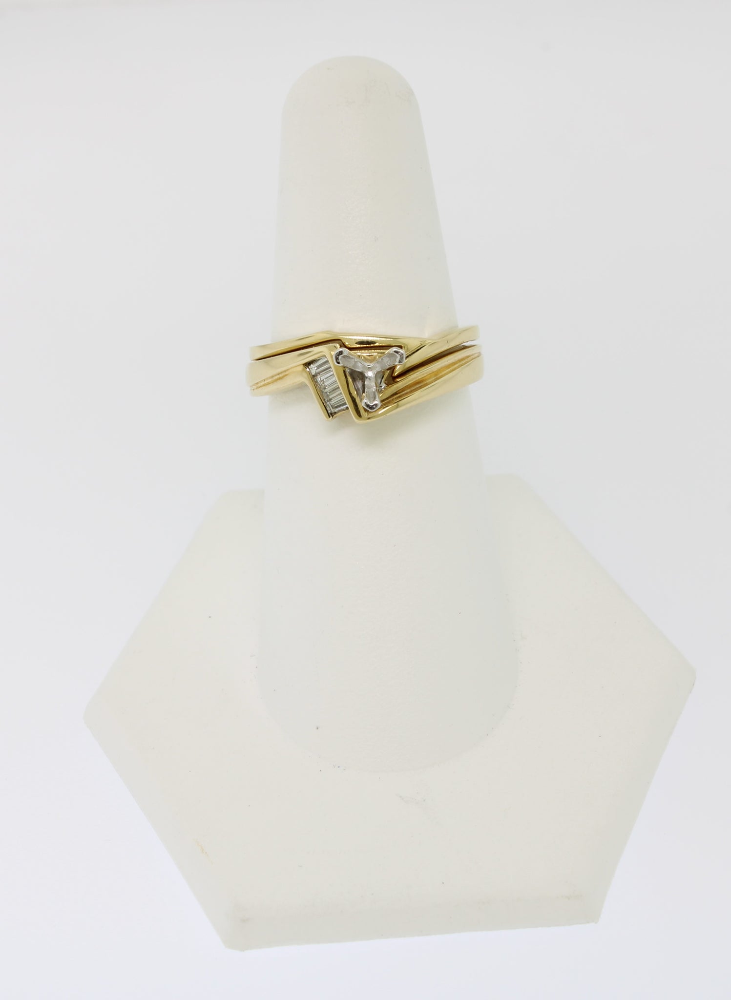 14k Yellow Gold Diamond Wedding Set Complimentary Mounting Size 7