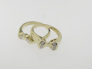 14K Yellow Gold Diamond Wedding Set Size 5 with 16 Diamonds .24TW (Estate)