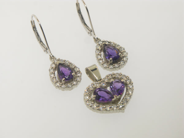 Diamond and Amethyst Earrings and Necklace