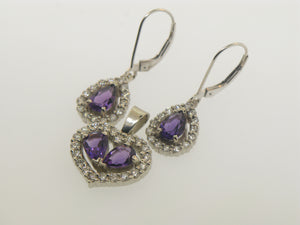 Diamond and Amethyst Earrings and Necklace