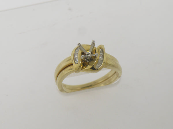 14k Yellow Gold Diamond Wedding Set Complimentary Mounting Size 6.75 (Sale)